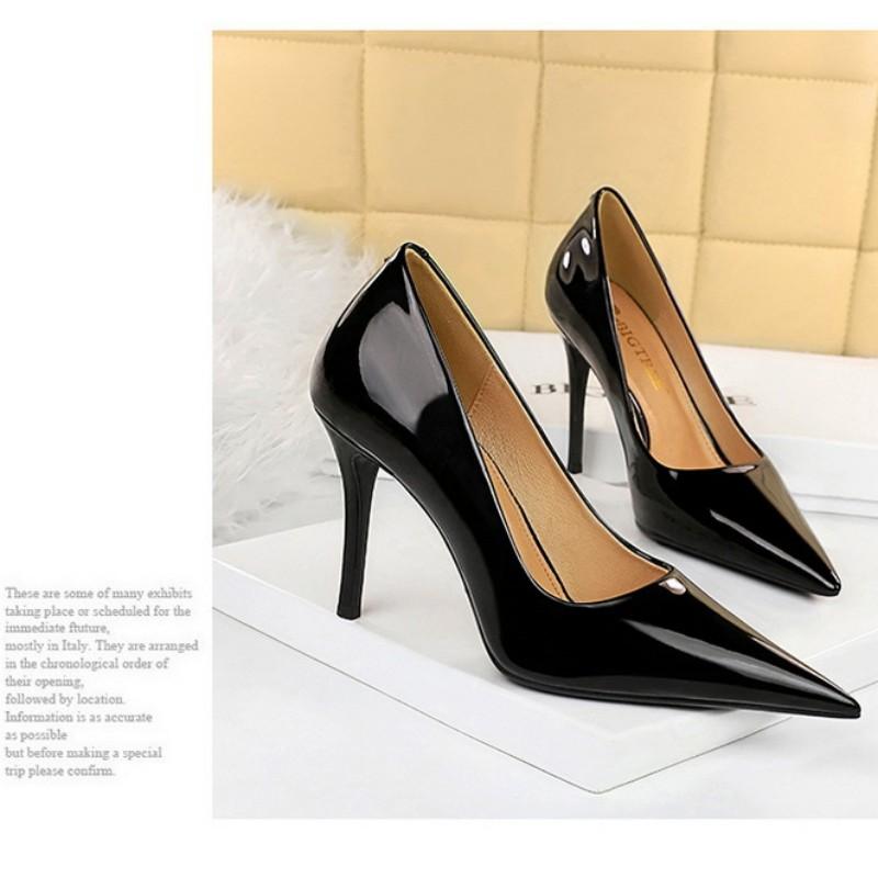 European and American Fashion Super High Heel Shallow Mouth Pointed Bright High Heel Shoes Women's Shoes Single Shoes