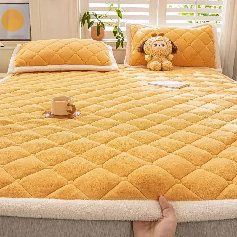 1 шт., зимняя молочная бархатная утолщенная теплая простыня, покрывало, одноместное, двойное, мягкое, тонкое, складное, наматрасник, топперы, татами, стеганый коврик