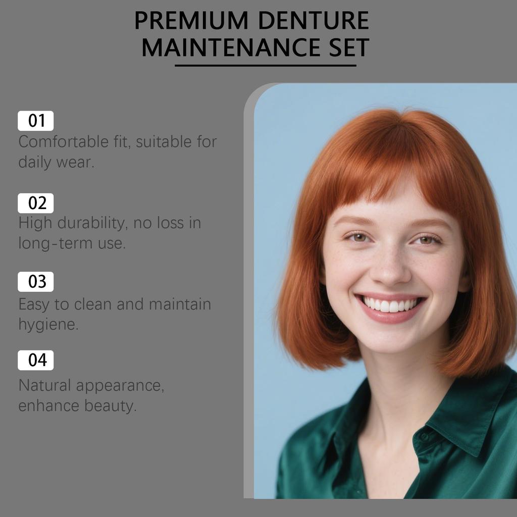 Feimuko Denture Decoration Kit Natural Fit Comfortable Convenient Smile Aesthetic White 1 Set