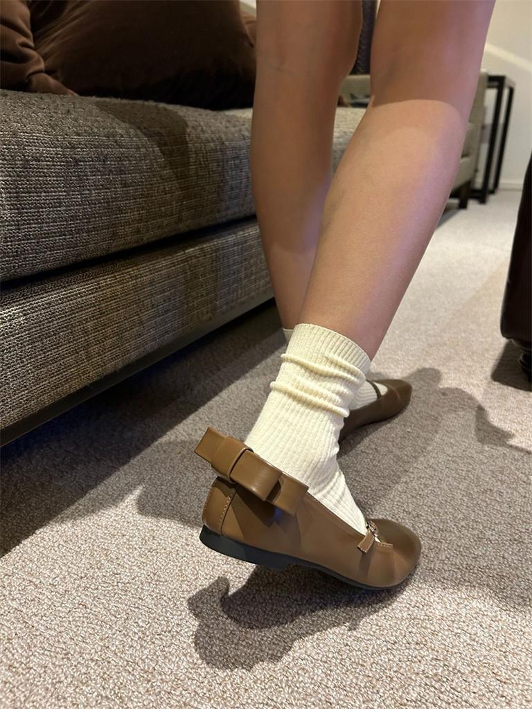 Fashion IPPEUM Flat Shoes Women Ballerina Zapatos Mujer Black PU Leather Mary Jane Round Toe Ballet Flats