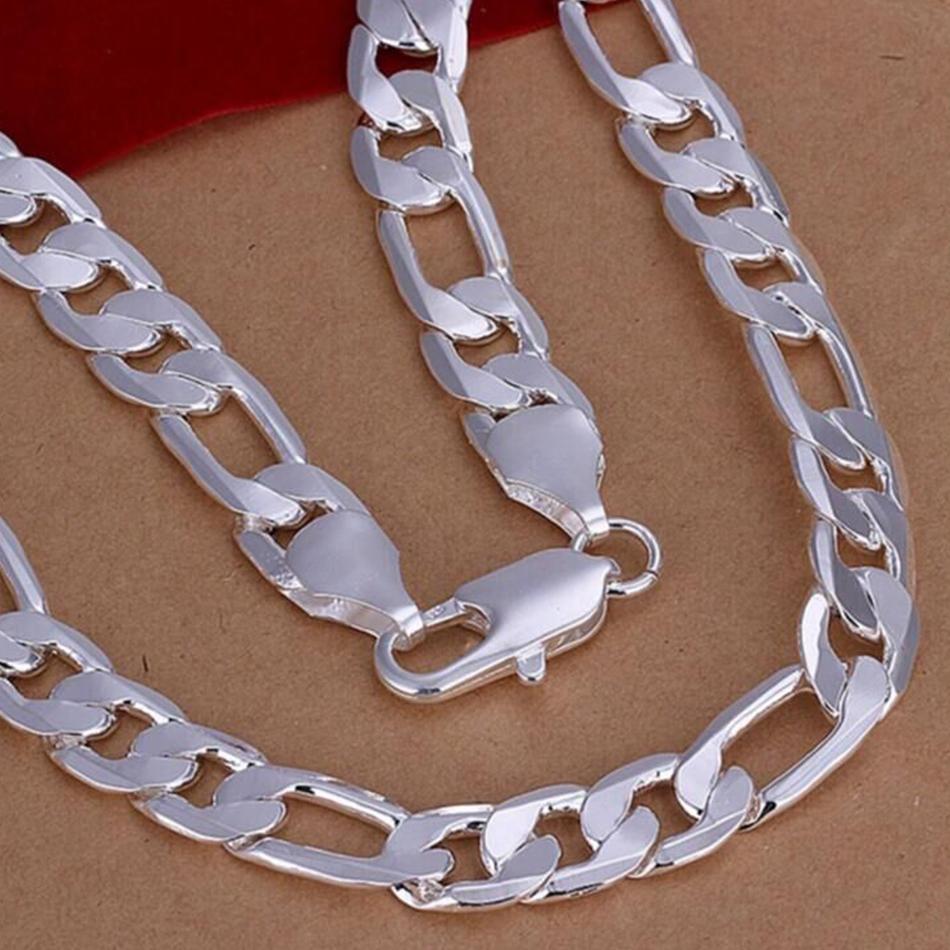 Твердое ожерелье из штампованного серебра 925 пробы для мужчин, классическая кубинская цепочка 12 мм, 18-30 дюймов, подвеска, высокое качество, модные ювелирные изделия, свадьба