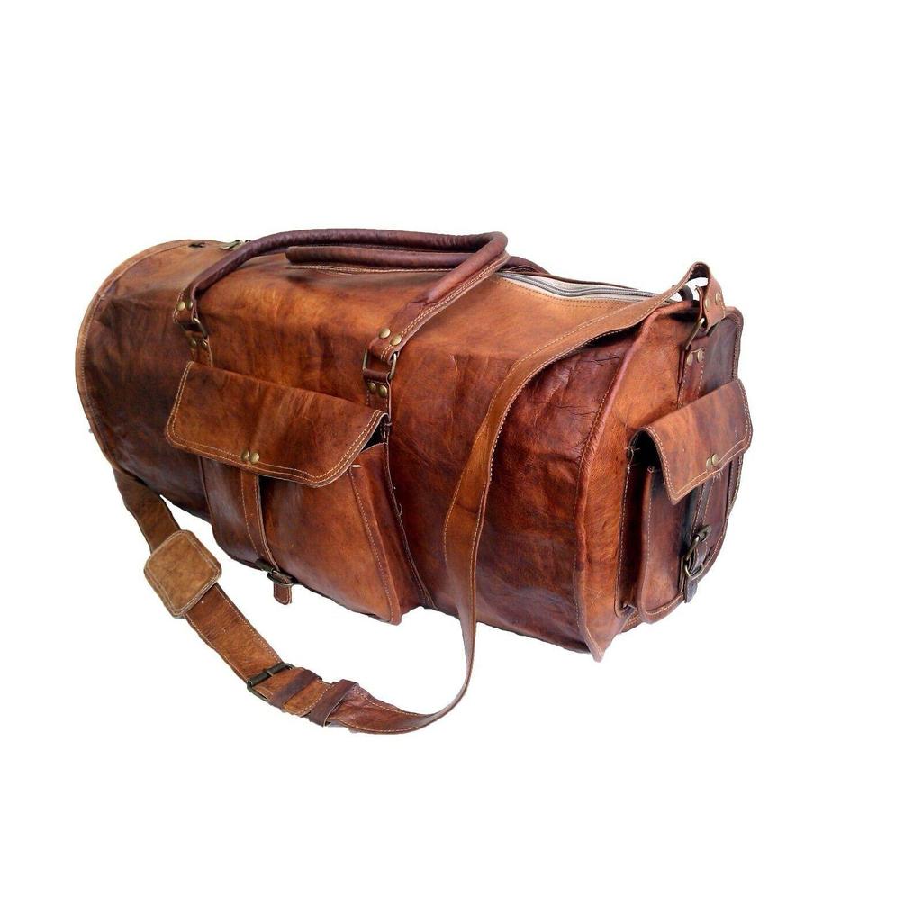 Leather Bag Travel Gym Goat Luggage Duffel Vintage Brown Genuine New Men's Men