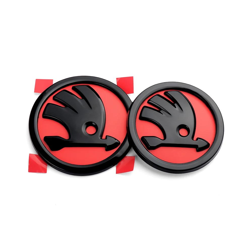 Car Sticker 2pcs 80/90/100mm Car Front Hood Badge Rear Trunk Emblem Sticker for Skoda Rapid Fabia Octavia 2 A7 Yeti Superb 3 A5 