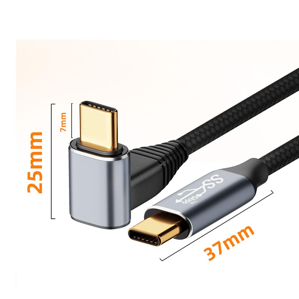 Кабель USB C под прямым углом 4K 60 Гц Поддерживает PD100 Вт Type C 3.2 Gen2 Полнофункциональный USB C Шнур для быстрой зарядки для
