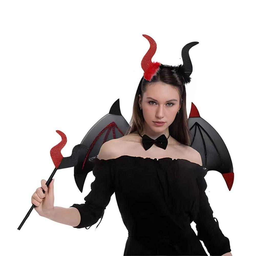 Devil Halloween Costume Cosplay Props Cosplay Halloween Wand Fashion Demon Horn Hair Band  Adults