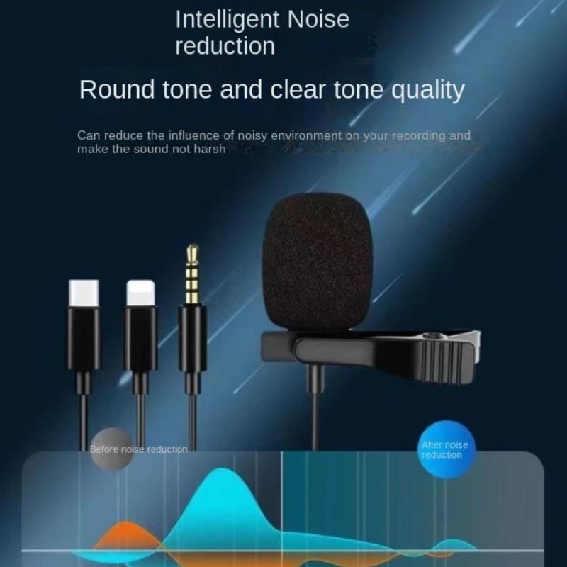 Mobile Phone Mini Microphone, Karaoke Voice-activated Wired Recording Lavalier Microphone
