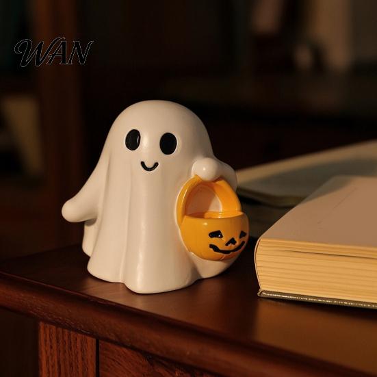 Fine Workmanship Halloween Decor Ghost Ornaments, Resin Desktop Hanging Pumpkin Party Basket Design, for Holiday Cute Ornament