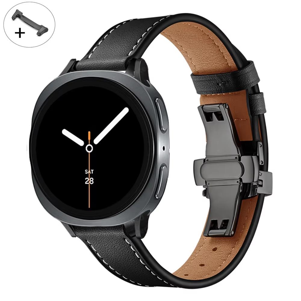 Роскошный кожаный ремешок для Samsung Galaxy watch 8 ремешок 40/44 мм металлическая пряжка регулируемый браслет correa Galaxy watch 8 classic 46 мм