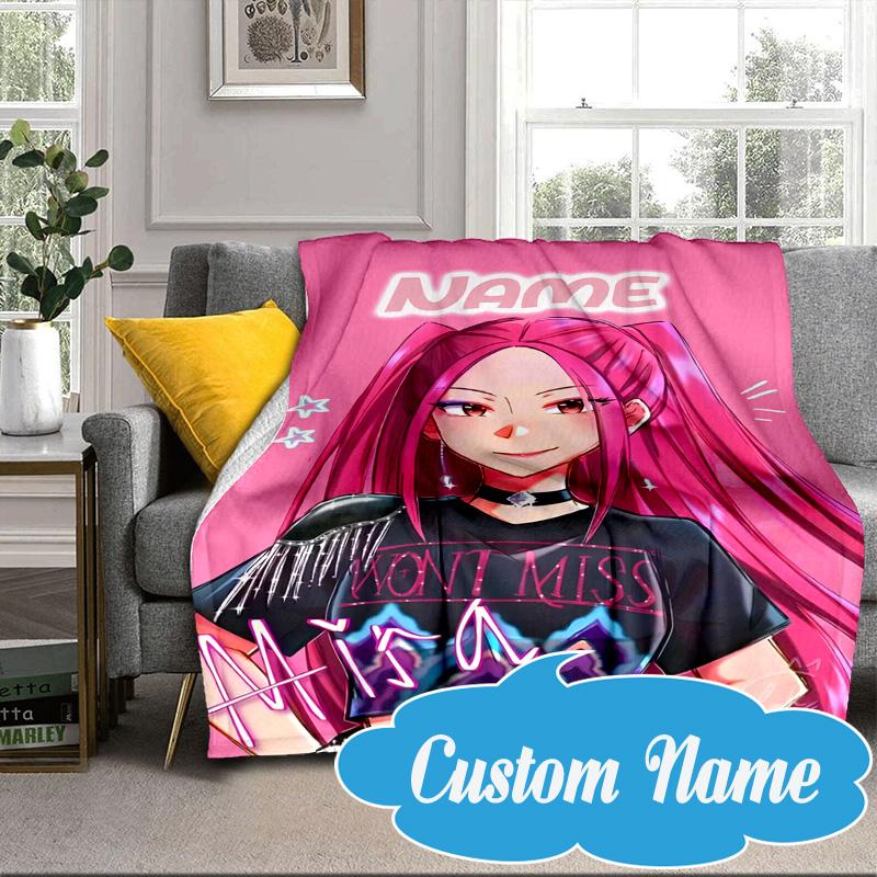 Custom Name KPop Cartoon Blanket bed sofa Blanket Flannel Blanket for Camping, Hiking, Picnic Essentials,gift for Fan family