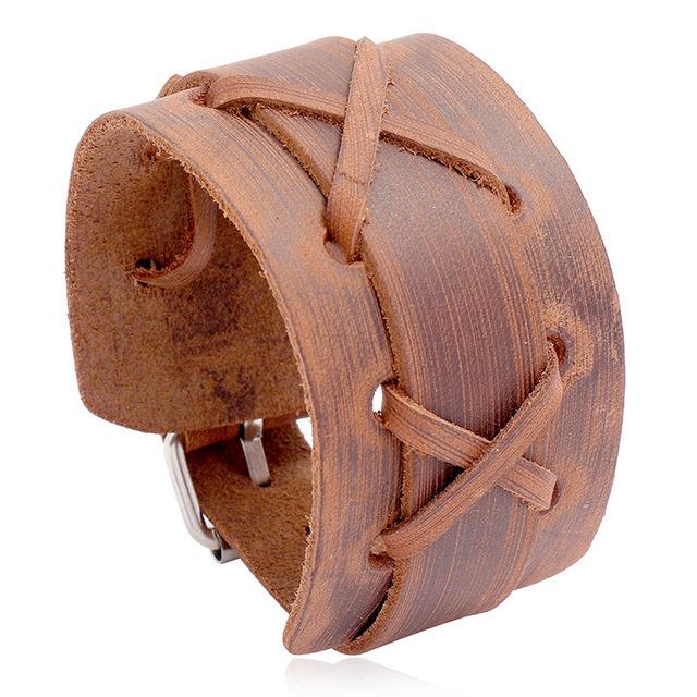 Men Bracelets Punk Rivet Wide Leather Multilayer Motorcycle Cycling Club Wrap Goth Bracelet For Women Charm Couple Hand Jewelry