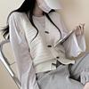 Autumn Korean Fashion Knitted Retro Waistcoat Women New Design Loose All Match Sleeveless Sweater Vest Aesthetic Horn Button Vintage Cardigan