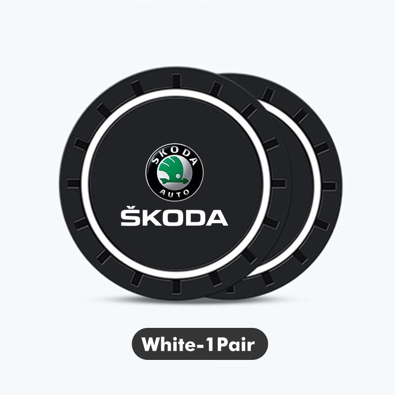 DECL5 Car Waterproof Anti Slip Water Cup Mat Auto Interior Accessories For Skoda Fabia 1 2 Octavia a7 RS Superb Rapid Yeti Karoq