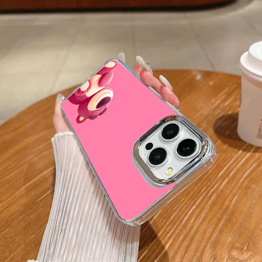L-Lotso Huggin'Bear Phone Case For Iphone 17 16 15 14 13 12 11 Pro Max Xr Air Plus Silicone Cover Silver Hard Shell Cover