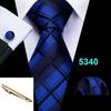 Barry.Wang Синий галстук, шелковый мужской деловой галстук, носовые запонки с золотым галстуком Barry.Wang