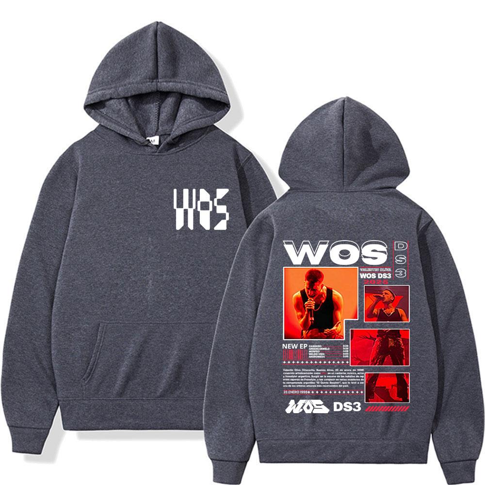 Rapper WOS DS3 Album Tour 2025 Merch Hoodies Men's Clothing Harajuku Vintage Gothic Trend Oversized Hooded Sweatshirt Streetwear