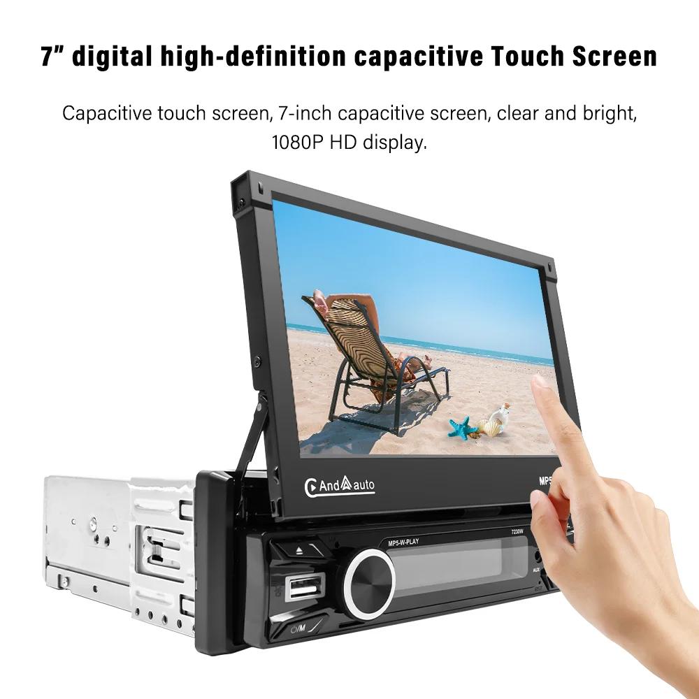 1 Din стерео 7 дюймов выдвижной экран Carplay Android Auto Мультимедиа Видео MP5 Плеер BT FM USB Android Головное устройство