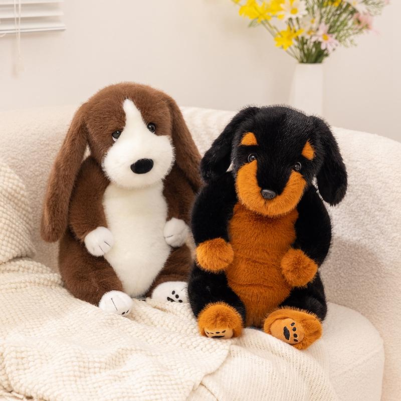 45Cm Cartoon High Quality Sitting Dachshand Dog Plush Doll Pillow Soft Big Ears Dog Animal Stuffed Toy Home Decor Gift For Kids