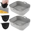 2 шт. Серые силиконовые перфорированные вкладыши для аэрофритюрницы Прямоугольные Бонус Духовые перчатки SL401 DZ201 DZ401 DZ550 Двойная укладка