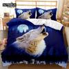 Luminous Wolf Duvet Cover Exotic Animal Bedding Set King For Kids Boys Adult Microfiber Wildlife Comforter Cover With Pillowcase