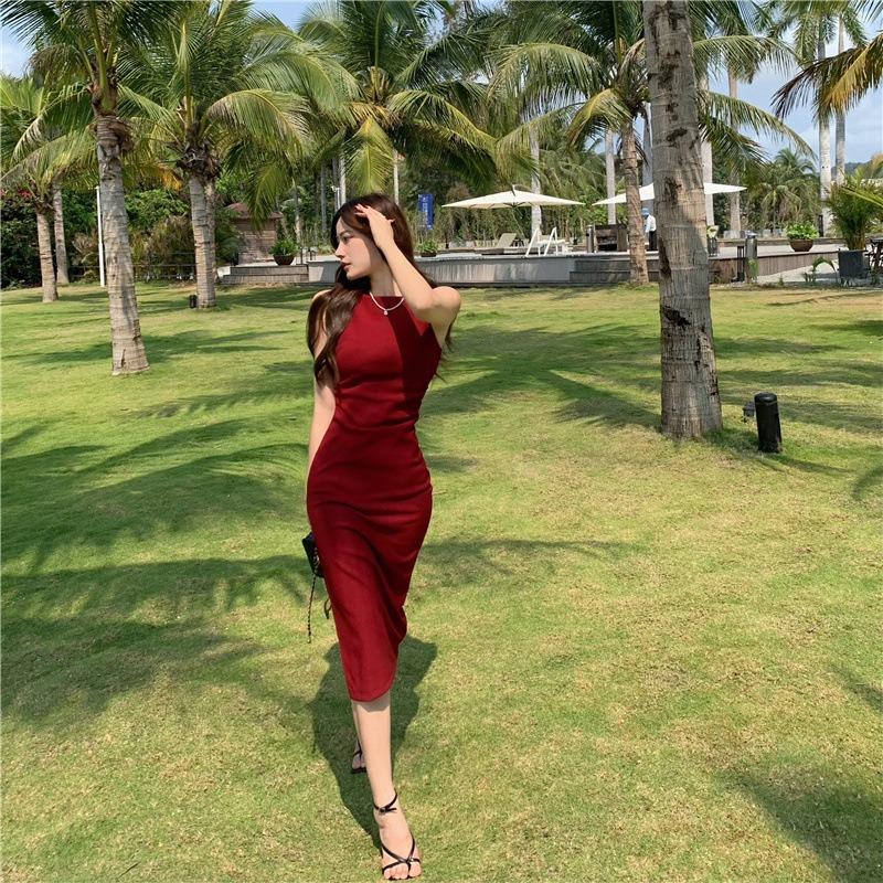 Женское летнее элегантное платье на одно плечо в стиле ретро с лямкой на бретельках