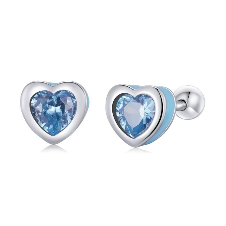 S925 Sterling Silver Heart Zircon Ear Stud Women Earrings