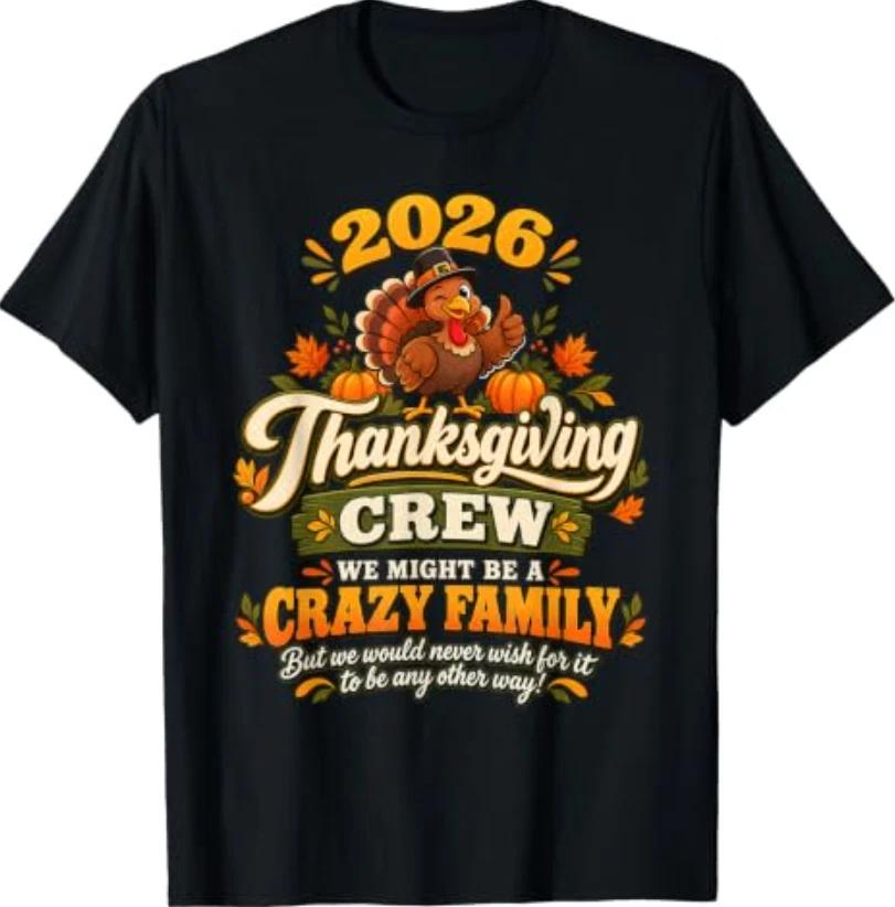 Thanksgiving Family Crew 2026 Holiday Harvest Illustration T-Shirt