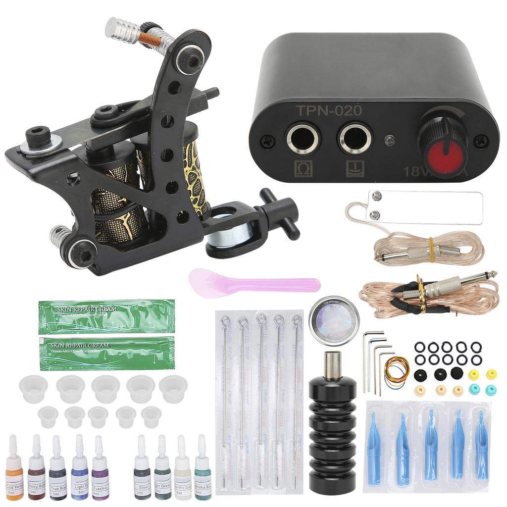 Tattoo Coil Machine Mini Tattoo Power Supply Tattoo Clip Cord Complete Starter Tattoo Machine Tools