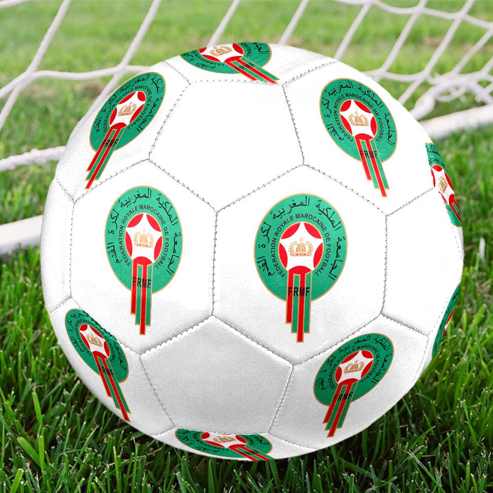 Футбольный мяч Morocco National FC, размер 5, разноцветный, подходит для всех возрастов, машинная строчка, материал ПВХ, соревновательного уровня, прочный и с высоким отскоком