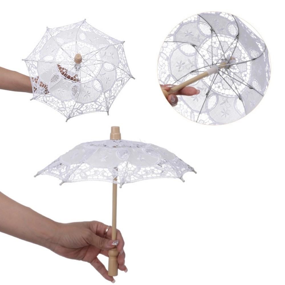 Vintage 26/31/43/53cm Lace Parasol Umbrella Embroidery Cotton Lace Flower Girl Umbrella Kids Sun Umbrella Wedding Decoration
