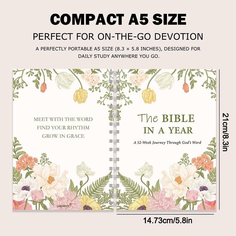 Spiral Bound The Bible In A Year Through Gods Word Bible Diary Book for Women