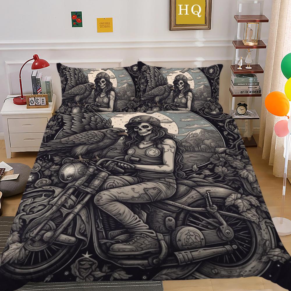 Комплект пододеяльника Beauty с принтом черепа, полный размер, микрофибра, покрывала, наволочка высокого качества, роскошные комплекты постельного белья