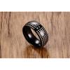 [Rockyu] Heart Sutra men's ring black black titanium Engraving sutra Buddhist sutras ring good luck amulet ring Komaru finishing Elegant elderly