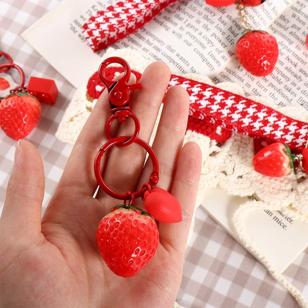 Bag Pendant Women Jewelry Key Holder Strawberry Heart Keychain Backpack Pendant Key Accessories