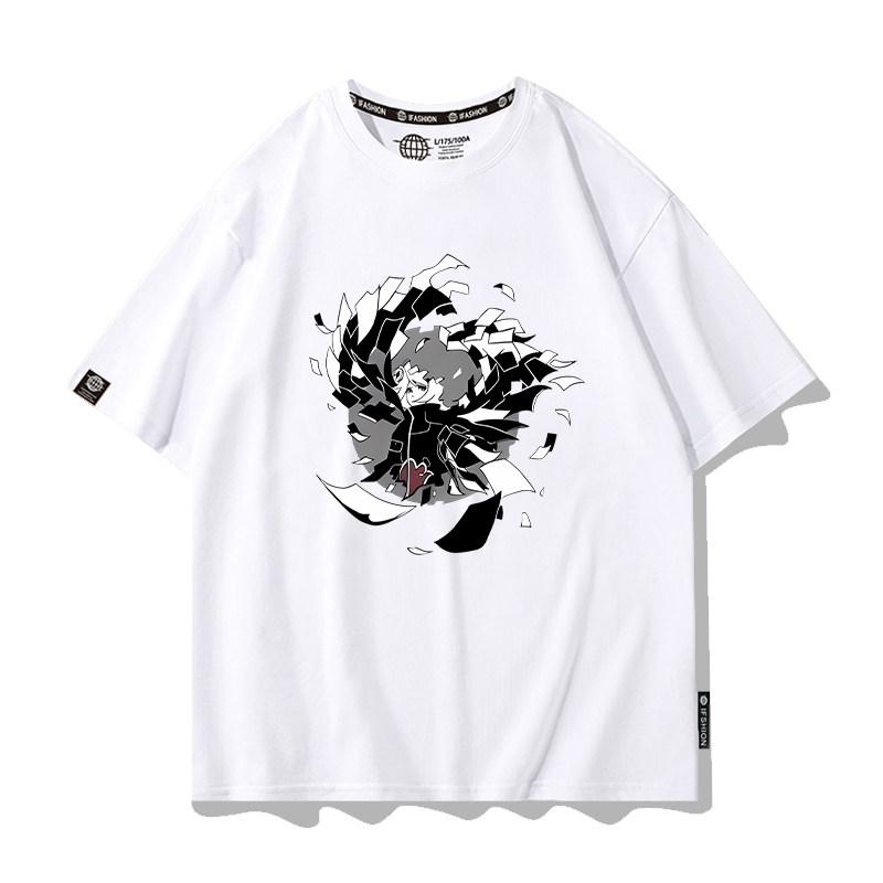 White Japanese Cartoon Childrens Tshirt Naruto Anime Pure Cotton Printed Parentchild Clothes Summer New Casual Tshirt