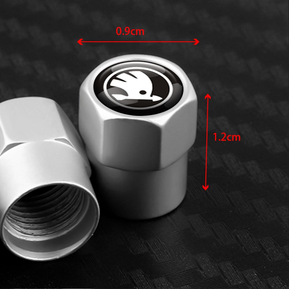 AAAJC1 4pcs Car Tire Valve Cap Tyre Valve Stem Covers for Skoda Rapid Fabia Octavia Yeti Superb Citigo RS VRS Scala Kodiaq Karop Kamiq