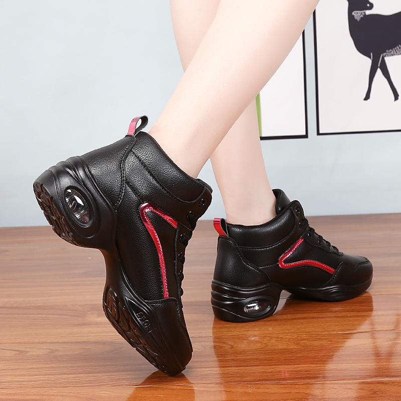 Женская кожаная танцевальная обувь на мягкой подошве, средняя верхняя танцевальная обувь для практики, танцевальная обувь для джаза, танцевальные кроссовки