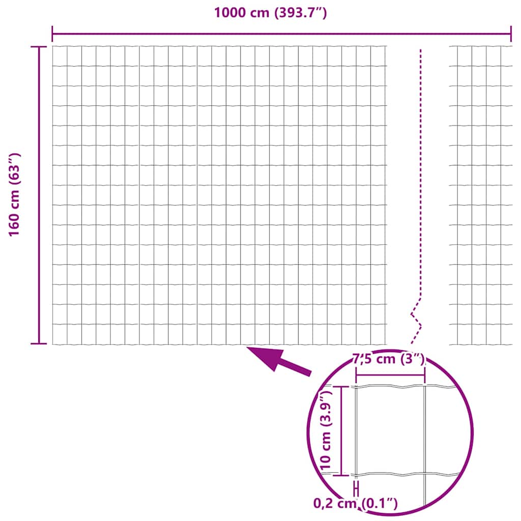 Welded Wire Fence 10 x 1.6 m (W x H)