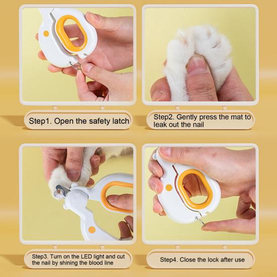 Машинка для стрижки ногтей для домашних животных со светодиодной подсветкой, острое лезвие из нержавеющей стали, эргономичная ручка, собака, кошка, кролик, триммер для когтей мелких животных, ножницы, инструмент для ухода за домашними животными