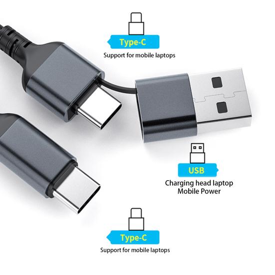 Type-C Data Cable 2-In-1 Mobile Stable Output Fast Portable 3A Plug Charging 1.2M Phone Charger Usb-C