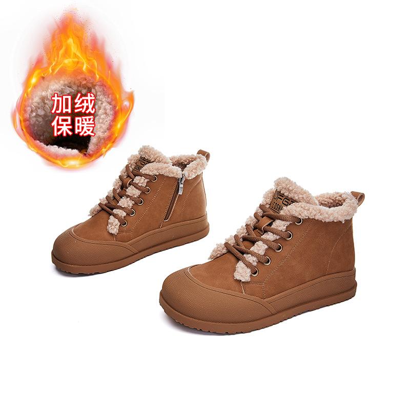 Ретро зимние ботинки 2025 зима новые повседневные бархатные ботинки Мартина женские на плоской подошве универсальные ботинки женские теплые женские ботинки