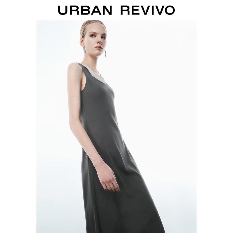 UR 2025 Spring Casual Faux Two-Piece Sleeveless Dress