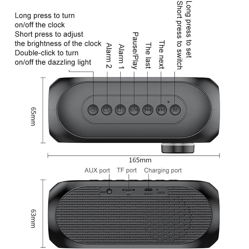 S8 Беспроводной Bluetooth-динамик HD Светодиодный дисплей Многофункциональные стереобасовые динамики Будильник FM-радио TF-карта Aux Воспроизведение музыки