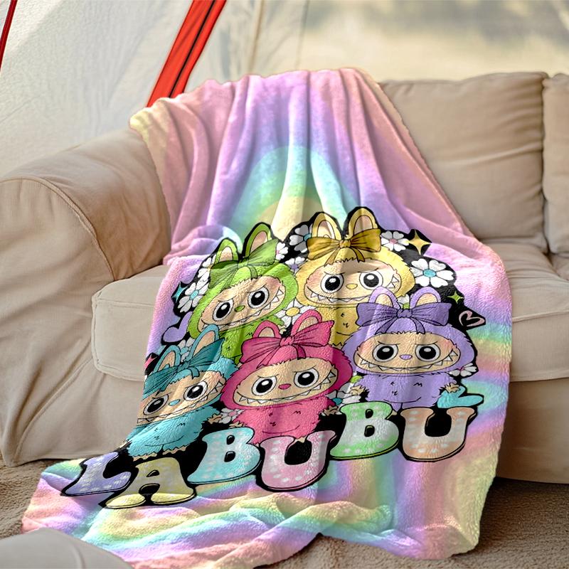 [1pc LABUBU Blanket] All-Season Blanket - Cozy Blanket for Sofa Couch Home Decoration, Digital Printed Nap Blanket