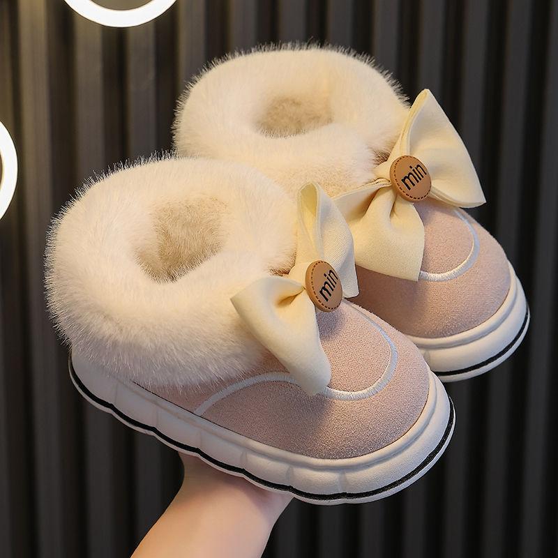 Pantuflas бархатная детская хлопковая обувь зимние новые теплые зимние сапоги для девочек мультяшные хлопковые тапочки для мальчиков нескользящая домашняя обувь детская обувь