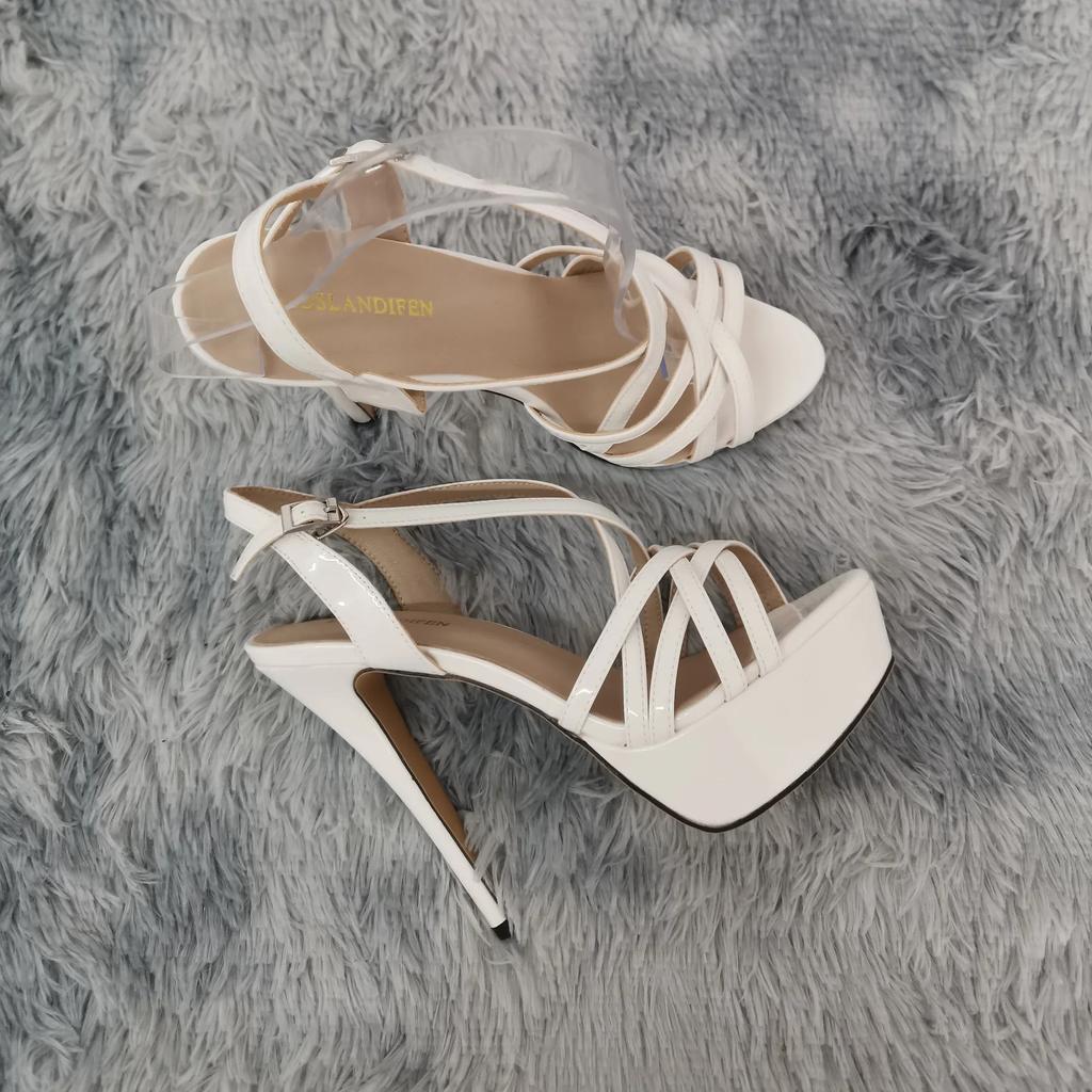 Женские босоножки НОВЫЕ 14 см с открытым носком на платформе и высоким каблуком с узором змеиной кожи, сексуальные сандалии с ремешком на щиколотке, гладиаторские вечерние туфли для женщин