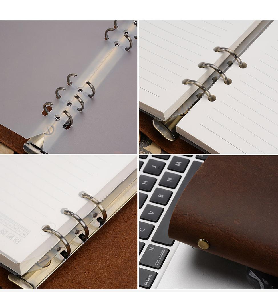 Retro Cowhide A5 Loose-leaf Notebook Handmade European-style 6-hole Notepad Crazy Horse Leather Book for Friend's Birthday Gift