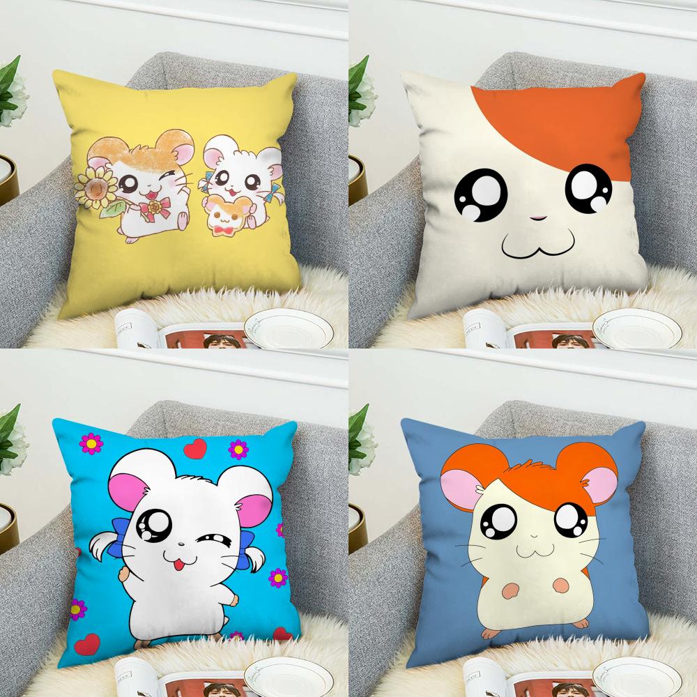 Hamtaro Pillow Case For Car Sofa Decorative Home Doublesided Print Plush Square Throw Pillow Cushion Cover