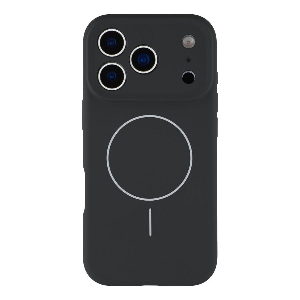 (Black) For iPhone 17 Pro Max Case Compatible with MagSafe Liquid Silicone + PC Phone Cover with Camera Touch Control Button