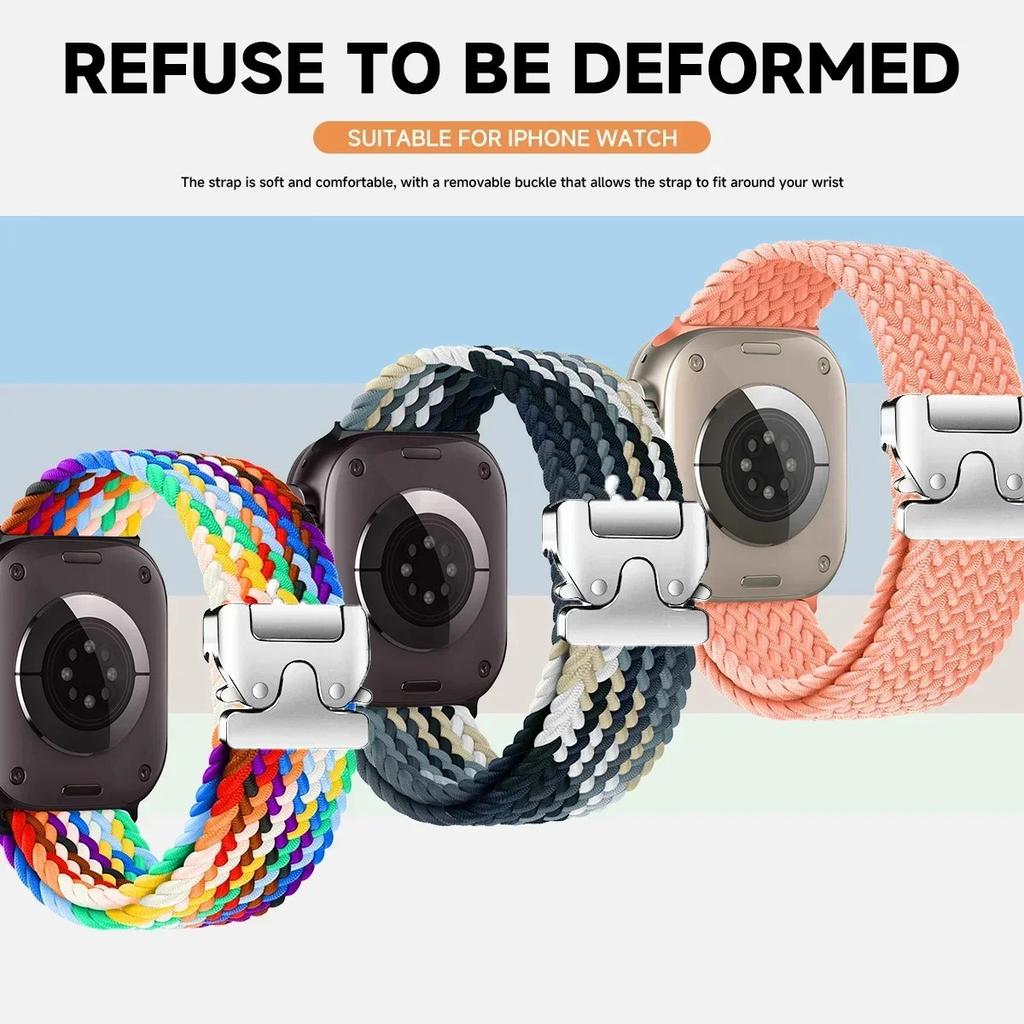 1Pcs Nylon Apple Watch Strap for Apple Watch S10 46mm 42mm Ultra 2 49mm 44 45 41 40 38mm Band for IWatch 10 9 6 5 SE 7 8 4 3 Smart Watch Accessories