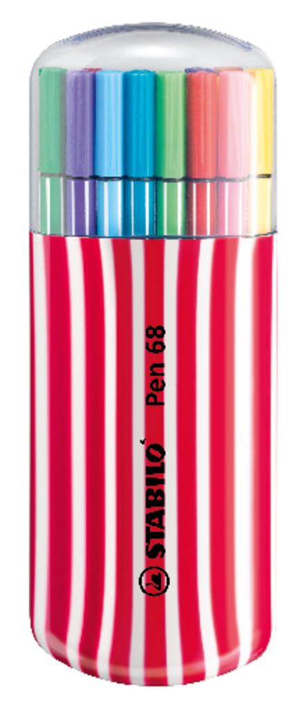 STABILO Ручка-перо Pen 68 Zebra 20 цветов на водной основе 6820-02-1-5
